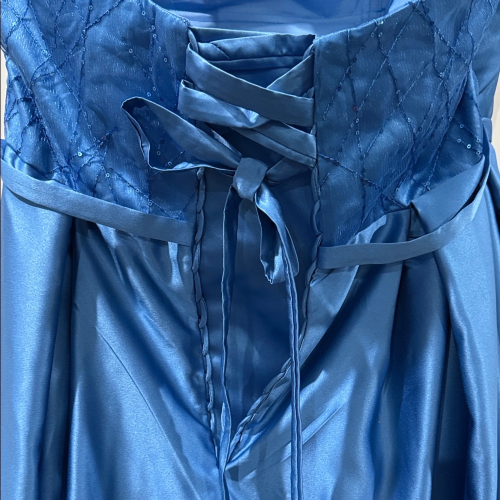 One-Shoulder Blue Prom Dress - Picture 7 of 9